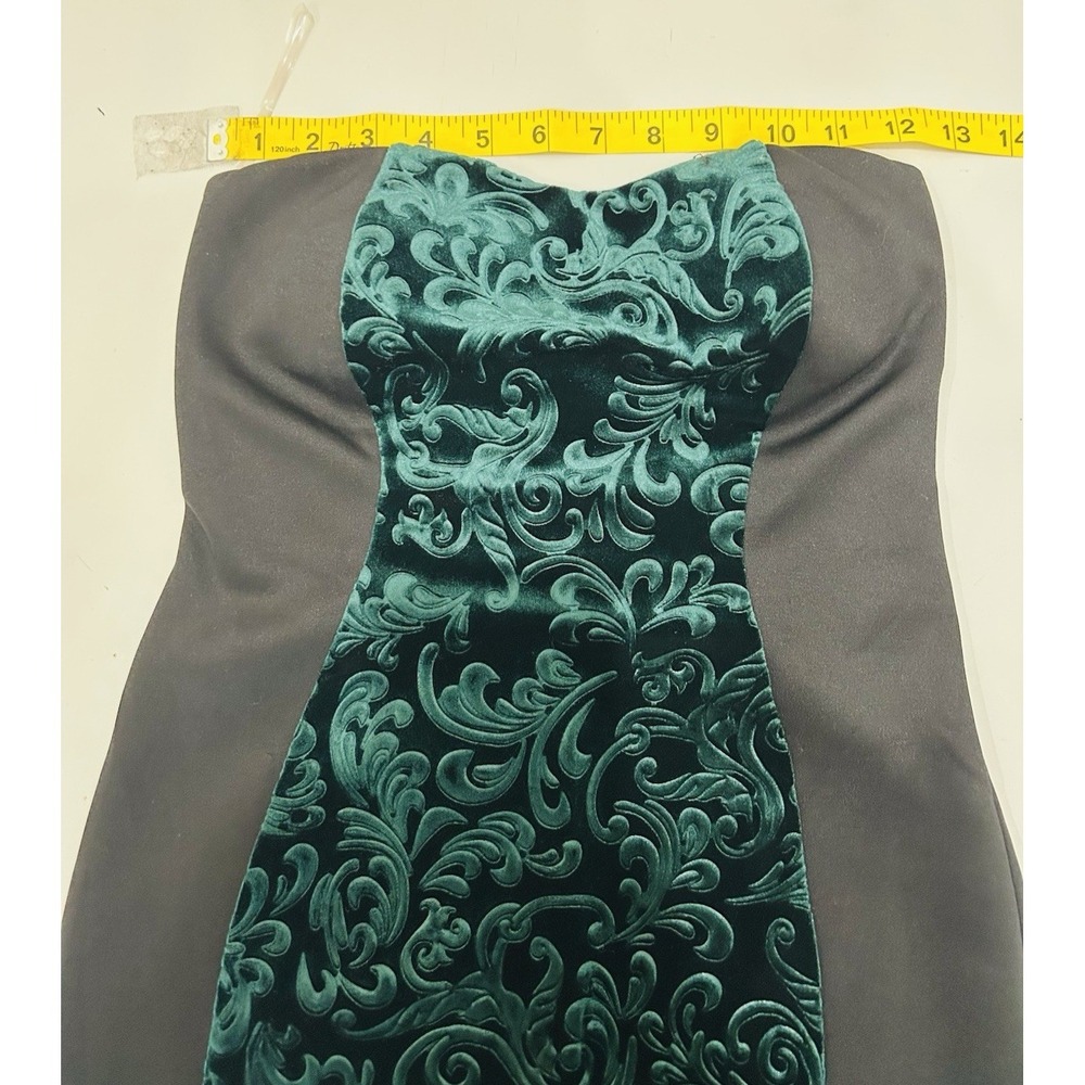 Vintage USA Y2K Green Velvet Burnout‎ Dress Size S Forest Fairy Whimsigoth Glam - Picture 12 of 14